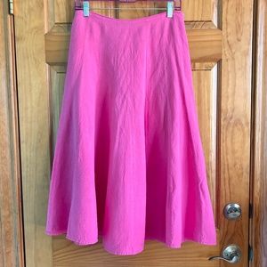 Appraisal women’s size 8 modest A-line midi-length hot pink high-waisted skirt